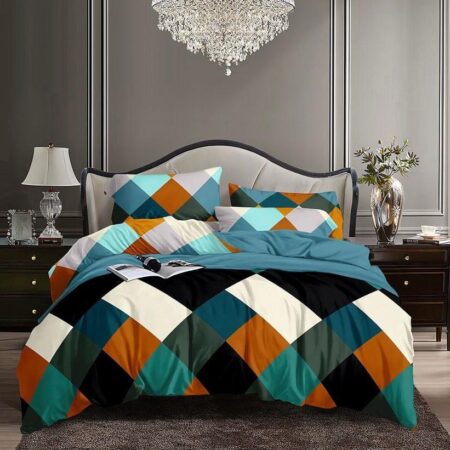 multicolor geometric duvet set