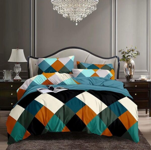 multicolor geometric duvet set