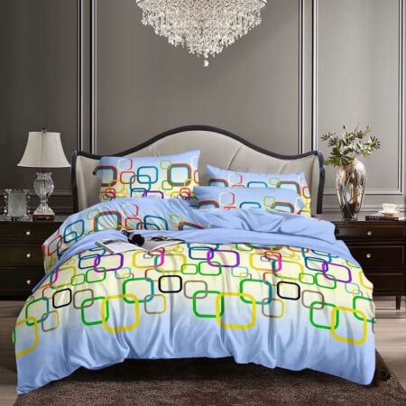 Blue geometric duvet set