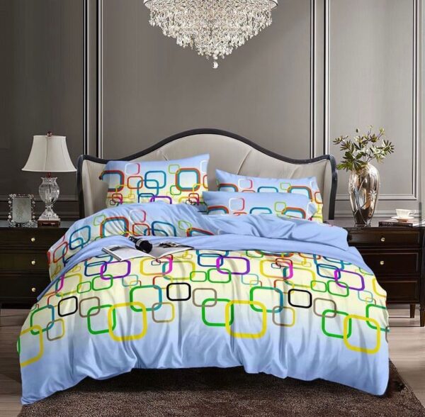 Blue geometric duvet set