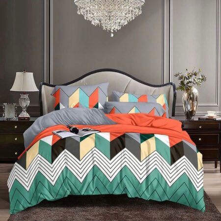 multicolor geometric duvet set