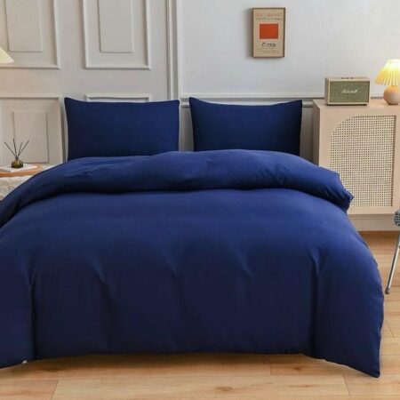 4/6 Pieces Plain Navy Blue Duvet Set Soft and Breathable Material Duvet with Bed sheet and Matching Pillowcases  4 by 6, 6 by 6, 6 by 7, 7 by 7 Soft and All Season Duvet Sets - Image 3