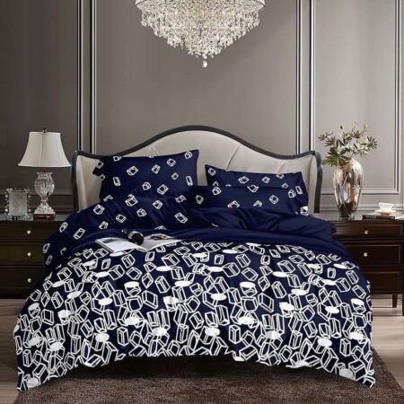 Navy blue and white duvet