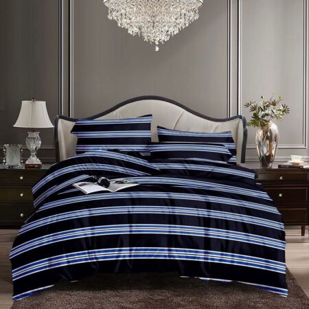 Navy blue stripes duvet set