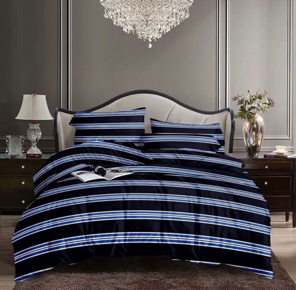 Navy blue stripes duvet set