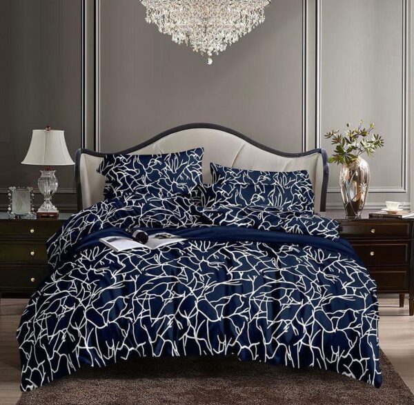 navy blue and white duvet set