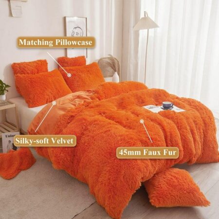 Plush Shaggy Duvet Set, Ultra Soft Fluffy Faux Fur 4-6 Pieces Bedding Sets (1 Fluffy Duvet 1Bedspread and Matching Pillowcases) Super Lush (4 by 6, 6 by 6, 6 by 7, 7 by 7) - Image 3
