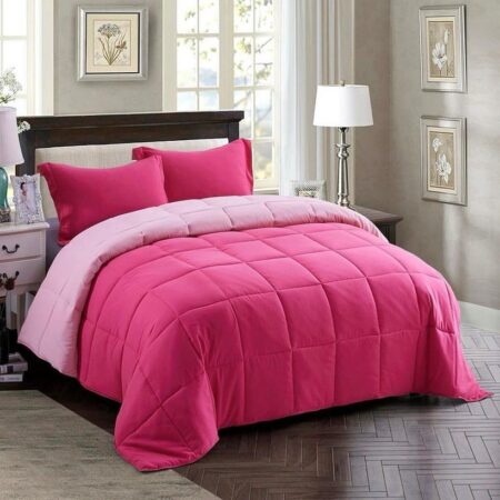 pink and light pink reversible duvet set