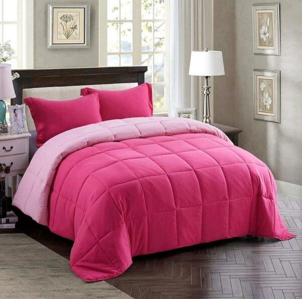 pink and light pink reversible duvet set