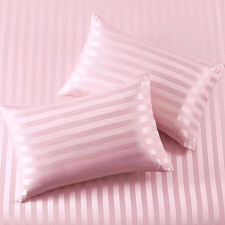 Pink Stripe Bedsheets and Matching Pillowcases Skin-friendly and Breathable Soft Blush Pink Striped Bed sheet with Matching Pillowcases (3 by 6, 4 by 6, 6 by 6, 6 by 7, 7 by 7, Pink) - Image 4