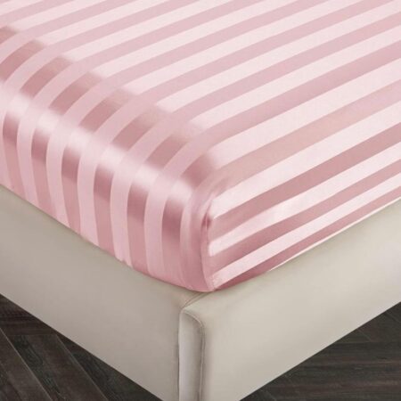 Pink Stripe Bedsheets and Matching Pillowcases Skin-friendly and Breathable Soft Blush Pink Striped Bed sheet with Matching Pillowcases (3 by 6, 4 by 6, 6 by 6, 6 by 7, 7 by 7, Pink) - Image 5
