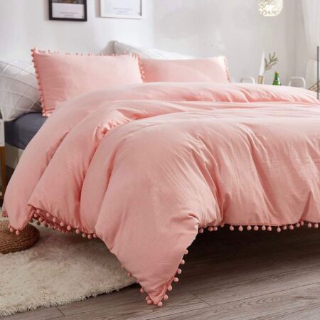 pink pom pom bedding set