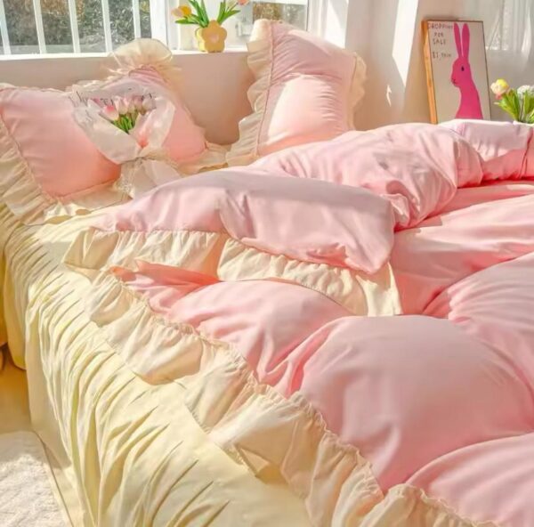 pink duvet ruffles bedding set