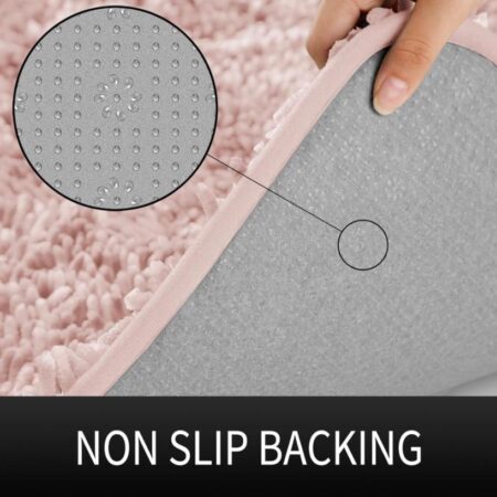 Shiny Chenille Soft and Shaggy Bath Rug - Premium Non-Slip Bath Mat, Super Absorbent and Thick (50 x 80cm) Pink - Image 5