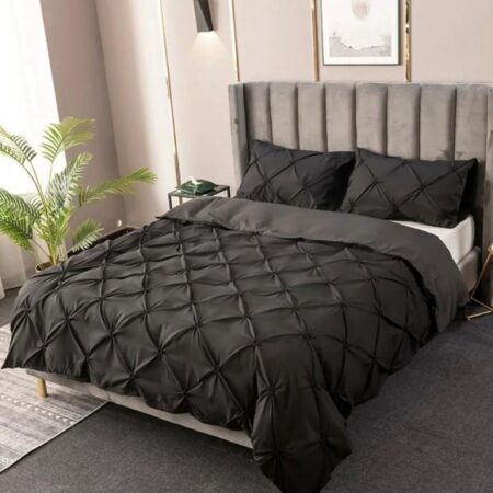 Pintuck black duvet set