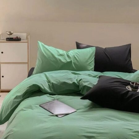 green and black duvet set