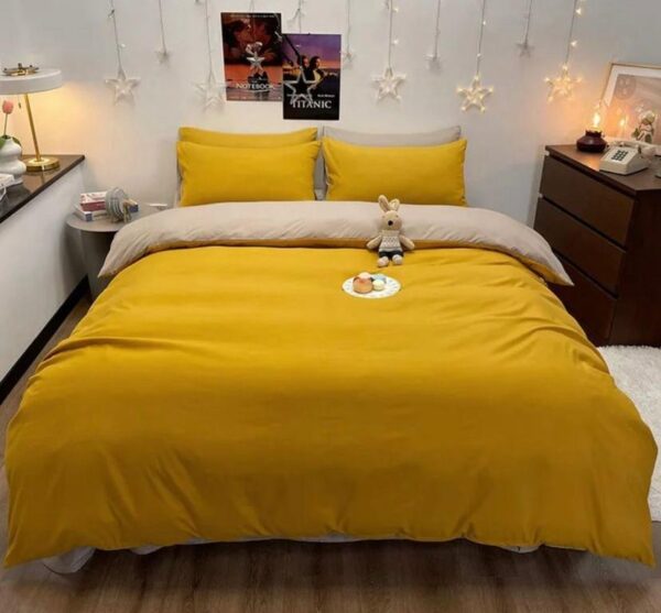 Yellow and Light Grey Duvet Set