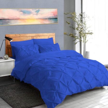 Royal blue pintuck duvet set