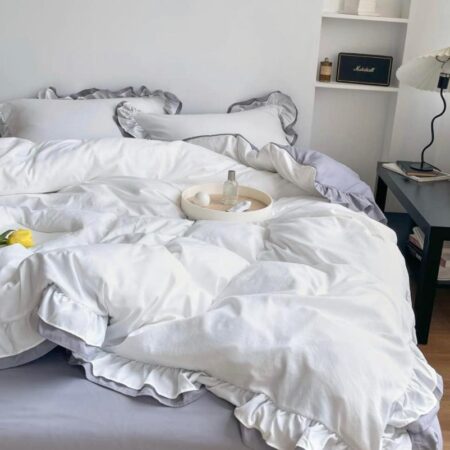 Ruffle White Executive Complete Duvet Set 5-7 Pieces Luxury Polish Cotton Quilted Duvet, Duvet Cover, Bedspread and Matching Pillowcases (4 by 6, 6 by 6, 6 by 7, 7 by 7) - Image 7