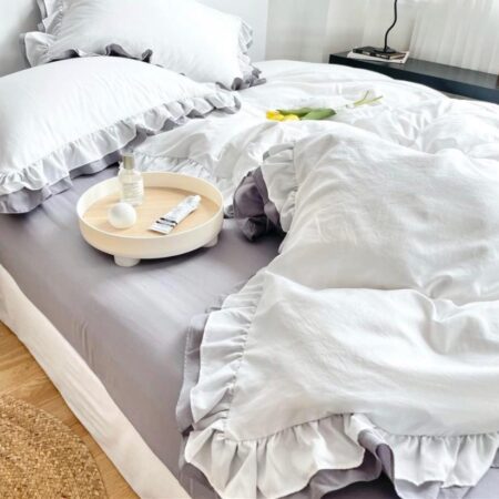 Ruffle White Executive Complete Duvet Set 5-7 Pieces Luxury Polish Cotton Quilted Duvet, Duvet Cover, Bedspread and Matching Pillowcases (4 by 6, 6 by 6, 6 by 7, 7 by 7) - Image 6