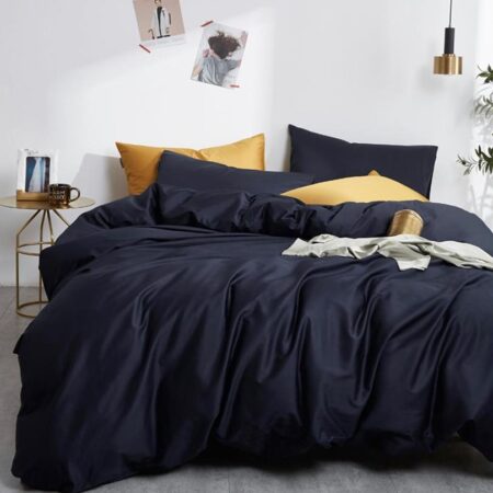 Silk Solid Color Complete Duvet Set - Skin Friendly and Breathable Silky Soft 1Duvet with 1Bedsheet and 4 Matching Pillowcases (4 by 6, 6 by 6, 6 by 7, 7 by 7) - Image 2