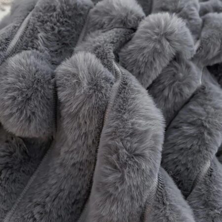 Grey 5-7 Pieces Bedding Set, Soft Furry Warm Winter Faux Fur Fluffy 1Duvet + 1 Duvet Cover 1 Thick Bedspread and Matching Pillowcases (4 by 6, 6 by 6, 6 by 7, 7 by 7) - Image 5