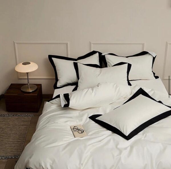 white and black linen duvet cover set