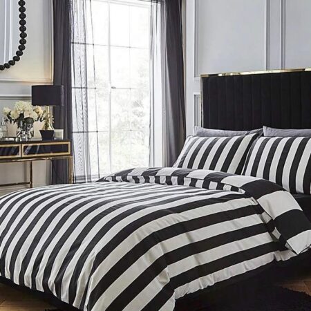 white and black stripe Duvet Set