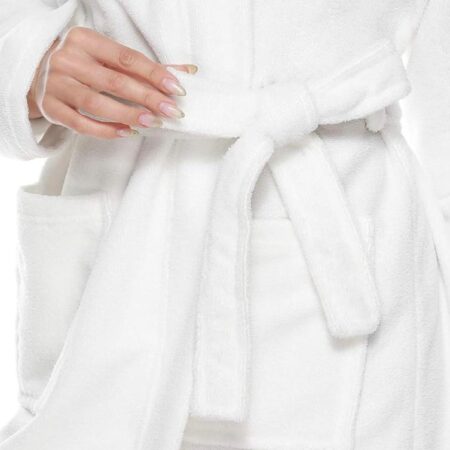 White Bathrobe and Slipper Set-Bathrobe for Men and Women, Soft and Highly Absorbent Bathrobe and Slippers for Hotels, Home, Spa, (One Size Fits All) - Image 2