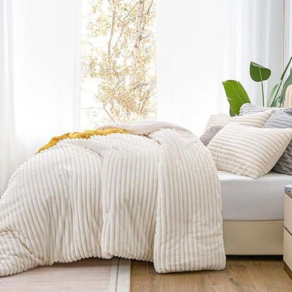 white fluffy duvet cover