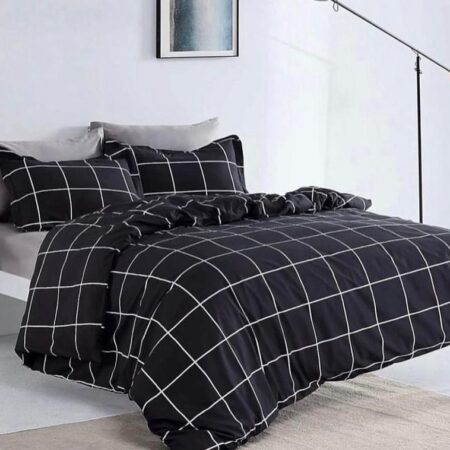 black grid pattern duvet set