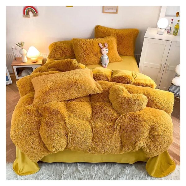 faux fur yellow duvet