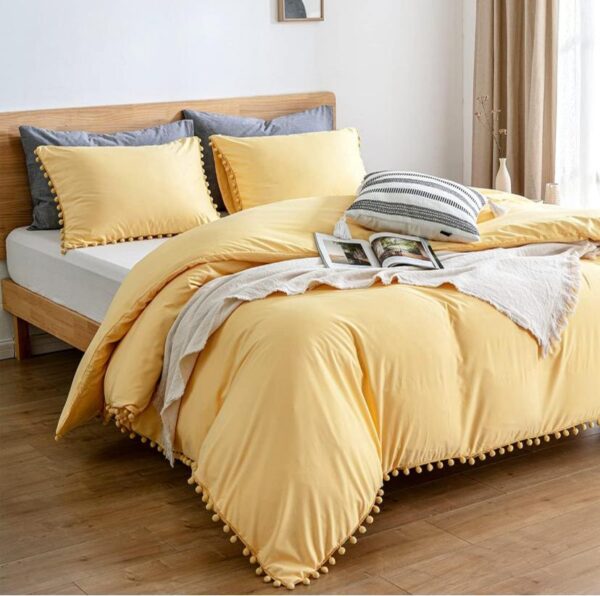 yellow pom pom duvet cover