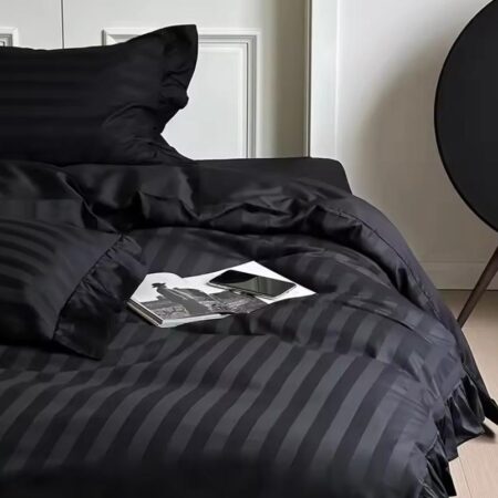 black stripe bedding set