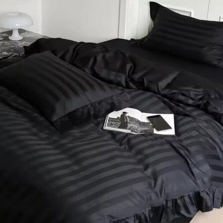 black vertical stripe duvet set