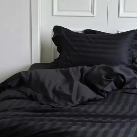 black stripe quilted duvet set