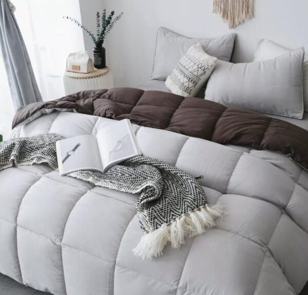 coffee and grey bedding set