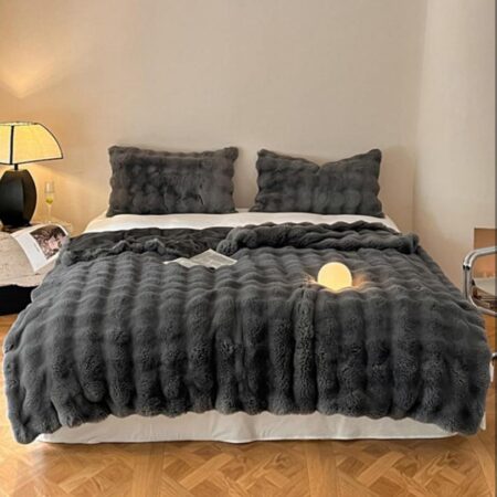 1Piece Luxury Plush Fur Bubble Blanket, Cozy Super Soft Fluffy and Thick Blanket for Home, Sofa Cover, Bedding - Image 3