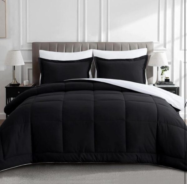 black and white reversible bedding set