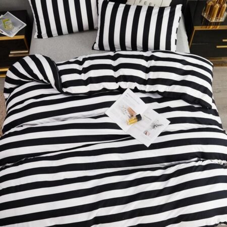 black and white stripe duvet set