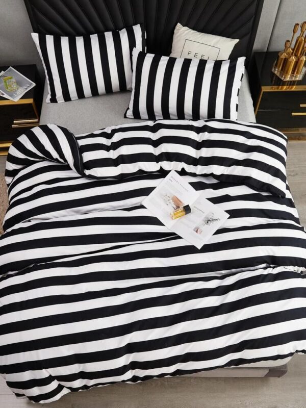 black and white stripe duvet set