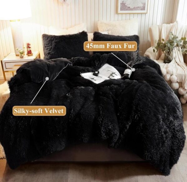 black faux fur duvet set