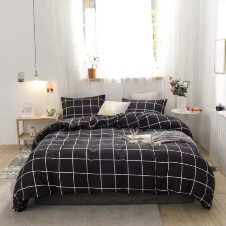 black grid duvet
