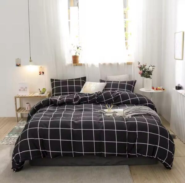 black grid duvet