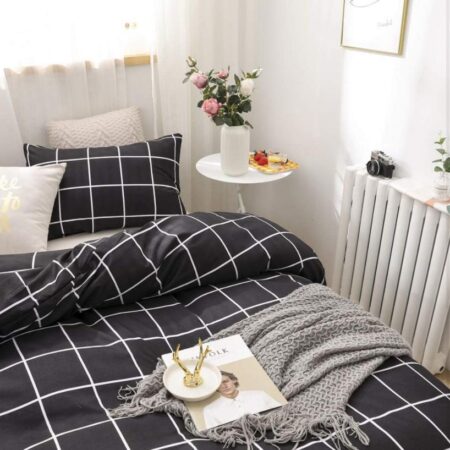 black checkered duvet set