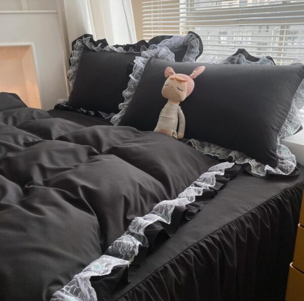 Black Ruffle lace comforter