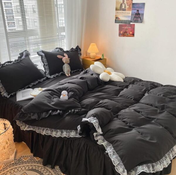 black ruffles duvet