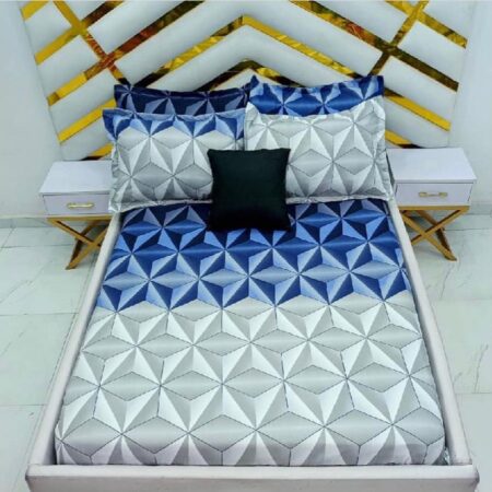 blue and diamond geometric bedsheet set