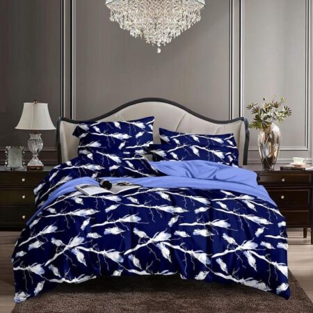 Blue floral print bedding set