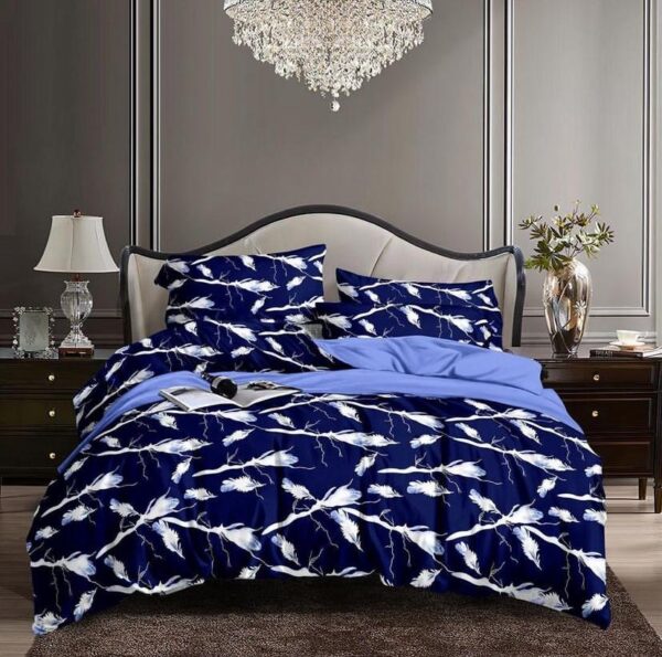 Blue floral print bedding set